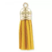 Pendant suede tassel 36mm Yellow / gold tone x1