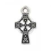 Celtic Cross charm 15mm Old Silver tone x1