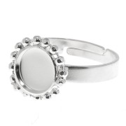 8mm 925 Sterling Silver Diamond Balls Ring - for cabochon - Size 54 to 58 x1|raw }}