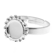 8mm 925 Sterling Silver Diamond Balls Ring - for cabochon - Size 54 to 58 x1
