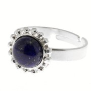 8mm 925 Sterling Silver Diamond Balls Ring - for cabochon - Size 54 to 58 x1