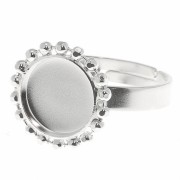 10mm 925 Sterling Silver Diamond Balls Ring - for cabochon - Size 54 to 58 x1|raw }}