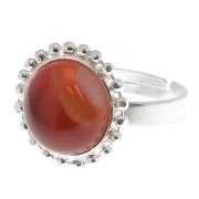 12mm 925 Sterling Silver Diamond Balls Ring - for cabochon - Size 54 to 58 x1