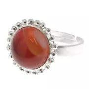 12mm 925 Sterling Silver Diamond Balls Ring - for cabochon - Size 54 to 58 x1