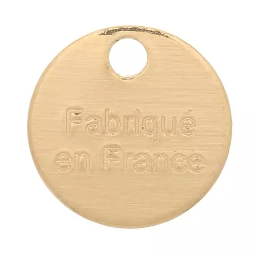 8mm Fabriqué en France Medal charms - Fine Gold plated x5