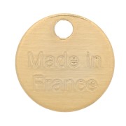 8mm Made in France Medal charms - Fine Gold plated x5|raw }}