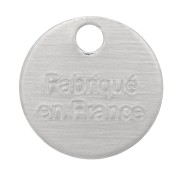 8mm Fabriqué en France Medal charms - Fine silver plating x5