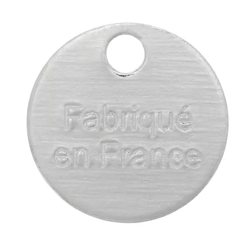 8mm Fabriqué en France Medal charms - Fine silver plating x5