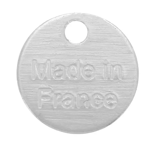8mm Medal charms - Made in France - Fine silver plating x5