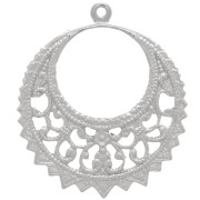 28mm Round Filigree Pendant - Rhodium Tone x1
