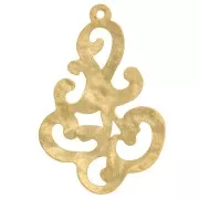 36x24mm Hammered design filigree pendant - Fine gold plated x1