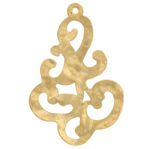36x24mm Hammered design filigree pendant - Fine gold plated x1