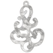 36x24mm Hammered design filigree pendant - Rhodium Tone x1|raw }}