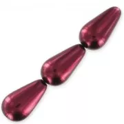 Pearly pears 16x9mm burgundy x10