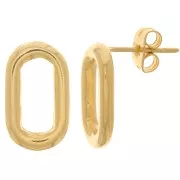 16x9mm Rounded Oval earStuds - Fine Gold Plated x2