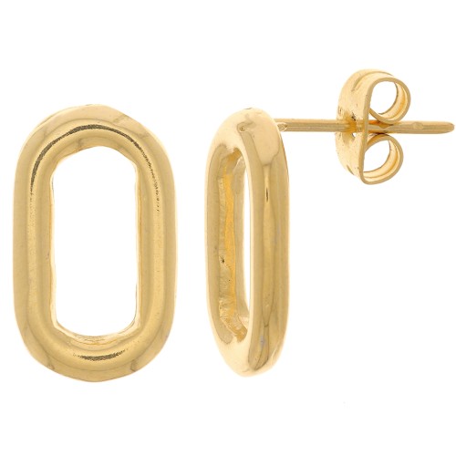 16x9mm Rounded Oval earStuds - Fine Gold Plated x2