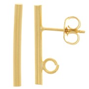 20x2mm EarStuds with round bar - open ring - Fine Gold Plated x2