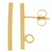 20x2mm EarStuds with round bar - open ring - Fine Gold Plated x2