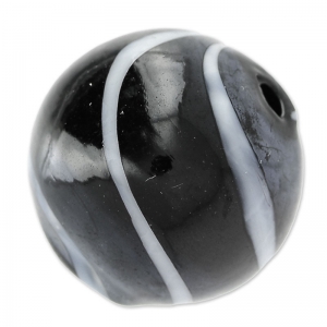 Round blown vessels 20mm Black streaked White x1
