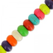 Beads Assortment rondelle in Synthetic Howlite 10 mm Multicolored x65|raw }}