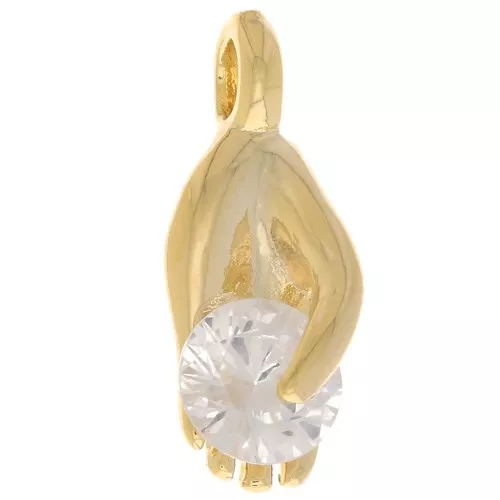14x5mm Hand Charm with zirconium oxide - Gold Tone - Crystal x1