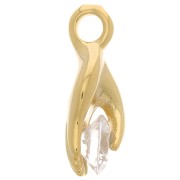 14x5mm Hand Charm with zirconium oxide - Gold Tone - Crystal x1
