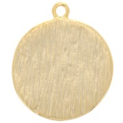 17mm Round irregular textured pendant - earth and foliage pattern - Gold Tone x1