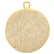 17mm Round irregular textured pendant - earth and foliage pattern - Gold Tone x1