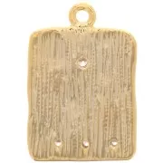 19x13mm Hammered Rectangle Pendant with Egyptian zirconium oxide - Gold - Crystal x1