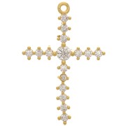 Cross pendant 23.5x16.5mm with Zirconium oxides - Fine gold plated - Crystal x1