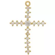 Cross pendant 23.5x16.5mm with Zirconium oxides - Fine gold plated - Crystal x1