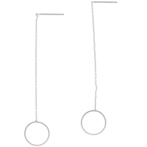 67mm Cable mesh earrings with hoop - Fine silver plating x2