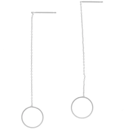 67mm Cable mesh earrings with hoop - Fine silver plating x2