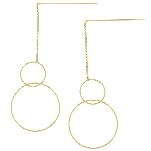 83mm Curb Chain Earrings - double hoop - Fine gold plated x2
