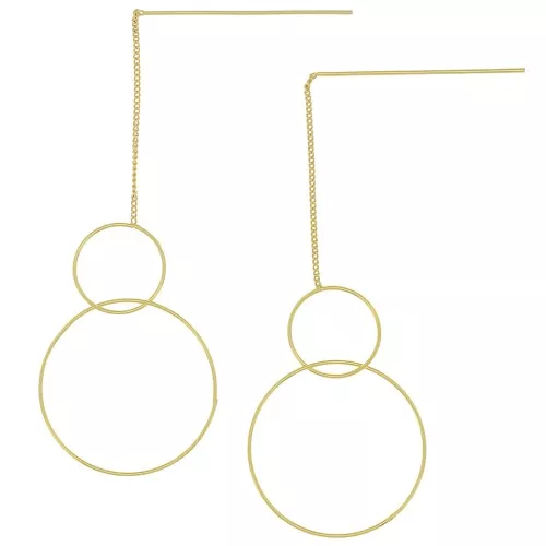 83mm Curb Chain Earrings - double hoop - Fine gold plated x2