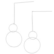 83mm Curb Chain Earrings - double hoop - Fine silver plating x2