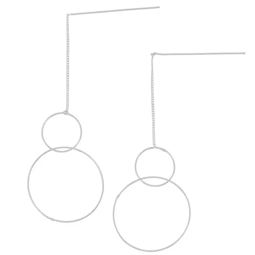 83mm Curb Chain Earrings - double hoop - Fine silver plating x2