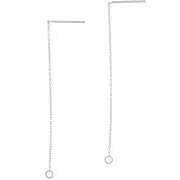 58mm Cable mesh earrings with open hoop - Fine Silver plating x2