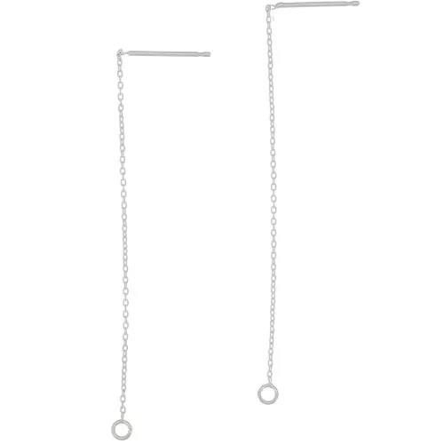 58mm Cable mesh earrings with open hoop - Fine Silver plating x2