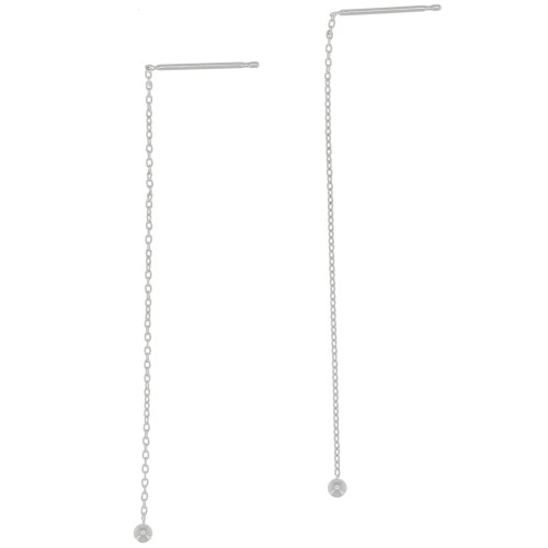 57mm Forçat mesh earrings with small ball - Fine Silver plating x2