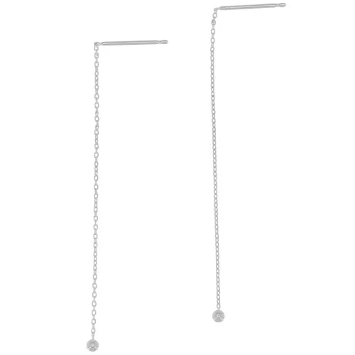 57mm Forçat mesh earrings with small ball - Fine Silver plating x2