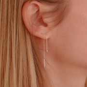 57mm Forçat mesh earrings with small ball - Fine Silver plating x2