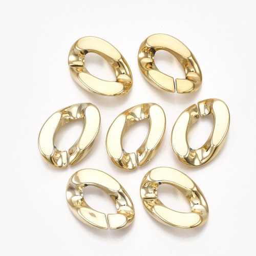 30x21mm Oval Twisted Plastic Link - Gold Tone x1
