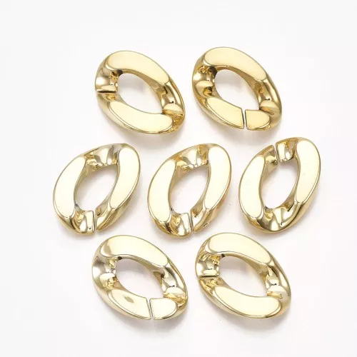 30x21mm Oval Twisted Plastic Link - Gold Tone x1
