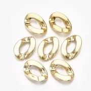30x21mm Oval Twisted Plastic Link - Gold Tone x1