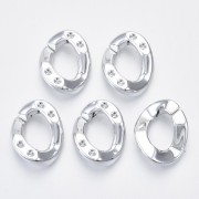 26x21mm Oval Twisted Acrylic Link for 1.8mm 1088 Cabochon - Silver Tone x1