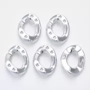 26x21mm Oval Twisted Acrylic Link for 1.8mm 1088 Cabochon - Silver Tone x1