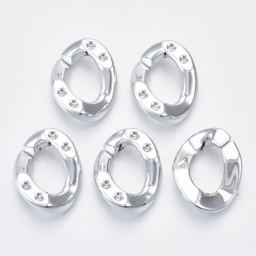 26x21mm Oval Twisted Acrylic Link for 1.8mm 1088 Cabochon - Silver Tone x1