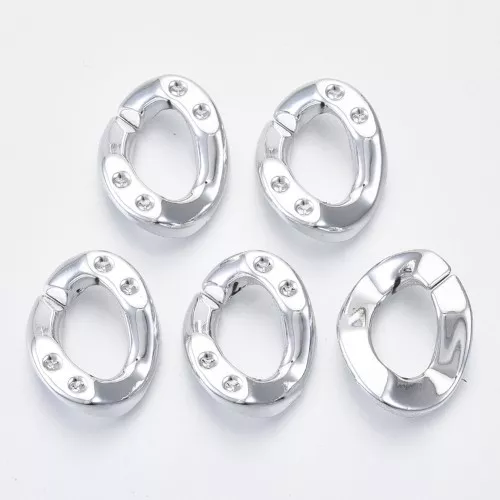 26x21mm Oval Twisted Acrylic Link for 1.8mm 1088 Cabochon - Silver Tone x1