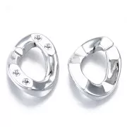 26x21mm Oval Twisted Acrylic Link for 1.8mm 1088 Cabochon - Silver Tone x1